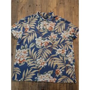 Polo Ralph‎ Lauren Custom Fit Floral Polo Shirt Mens XXL Blue Tropical